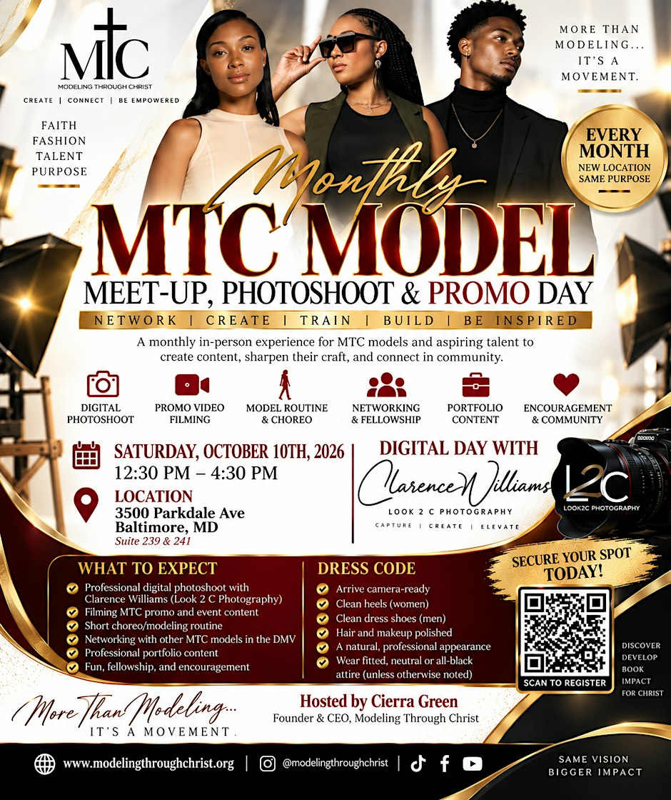Modeling Through Christ's Monthly Meet-Up, Photoshoot & Promo Day